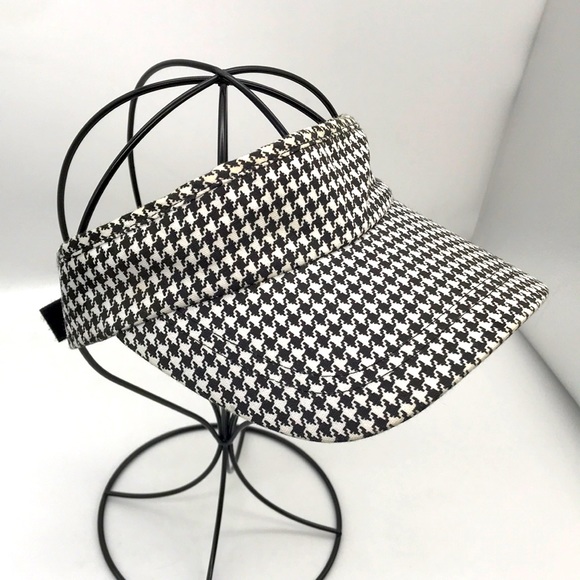 None Accessories - Houndstooth Women’s Velcro Adjustable Visor-100% Cotton